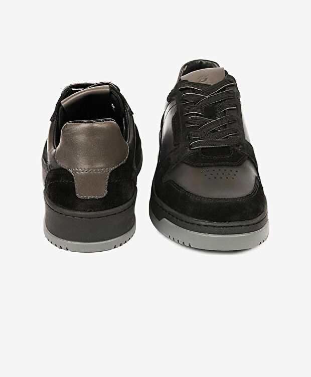 Erkek Siyah Hakiki Deri Sneaker Ayakkabı - 7