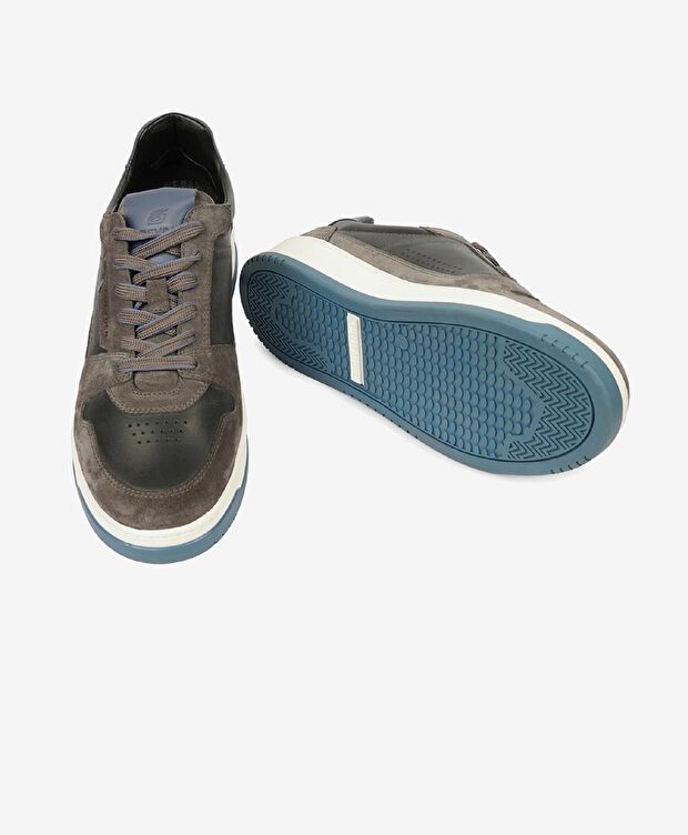 Erkek Füme Hakiki Deri Sneaker Ayakkabı - 5