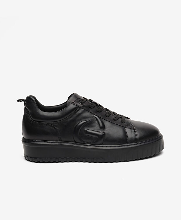 Erkek Siyah Hakiki Deri Sneaker Ayakkabı - 1