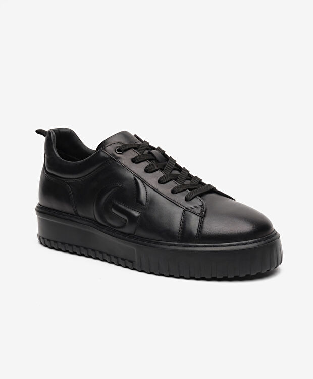 Erkek Siyah Hakiki Deri Sneaker Ayakkabı - 2