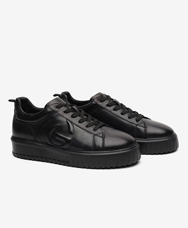 Erkek Siyah Hakiki Deri Sneaker Ayakkabı - 3