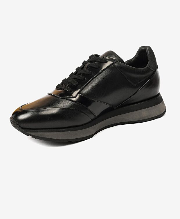 Erkek Siyah Hakiki Deri Sneaker Ayakkabı - 2