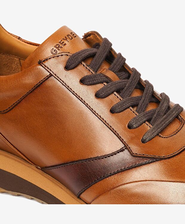 Erkek Taba Hakiki Deri Sneaker Ayakkabı - 4