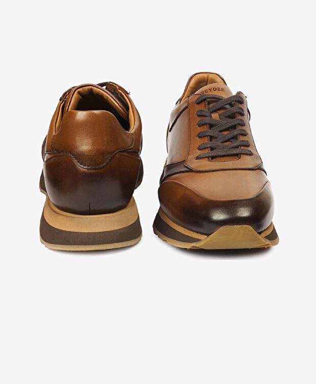 Erkek Taba Hakiki Deri Sneaker Ayakkabı - 6