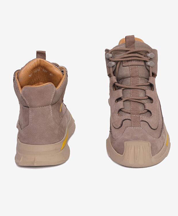 Erkek Koyu Vizon Hakiki Deri Sneaker Bot - 5