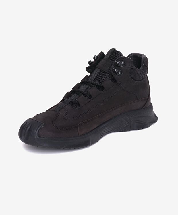 Erkek Siyah Hakiki Deri Sneaker Bot - 2