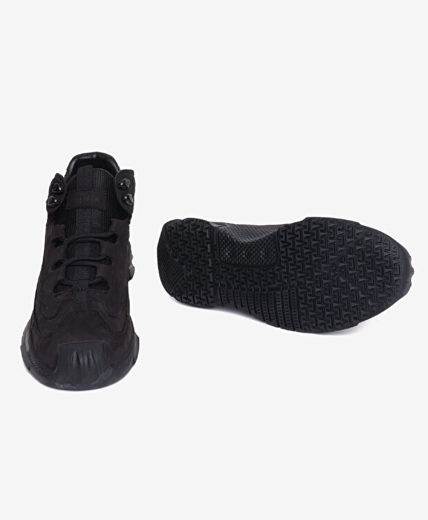 Erkek Siyah Hakiki Deri Sneaker Bot - 5