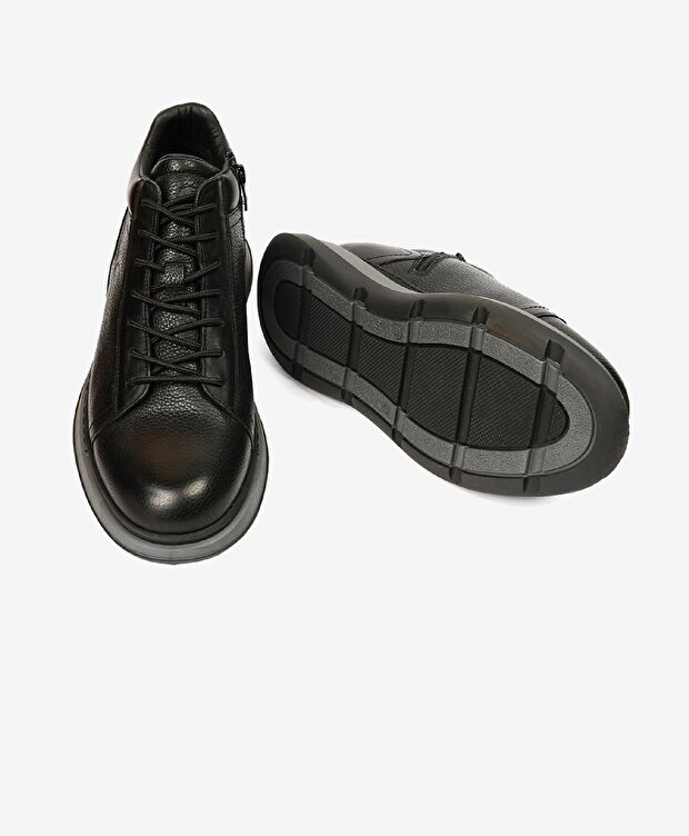 Erkek Siyah Hakiki Deri Sneaker Bot - 6