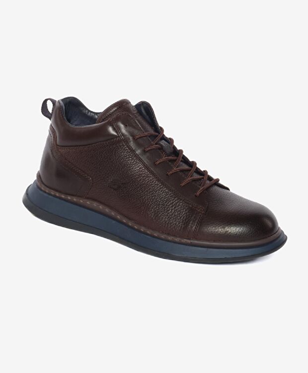 Erkek Kahverengi Hakiki Deri Sneaker Bot - 2