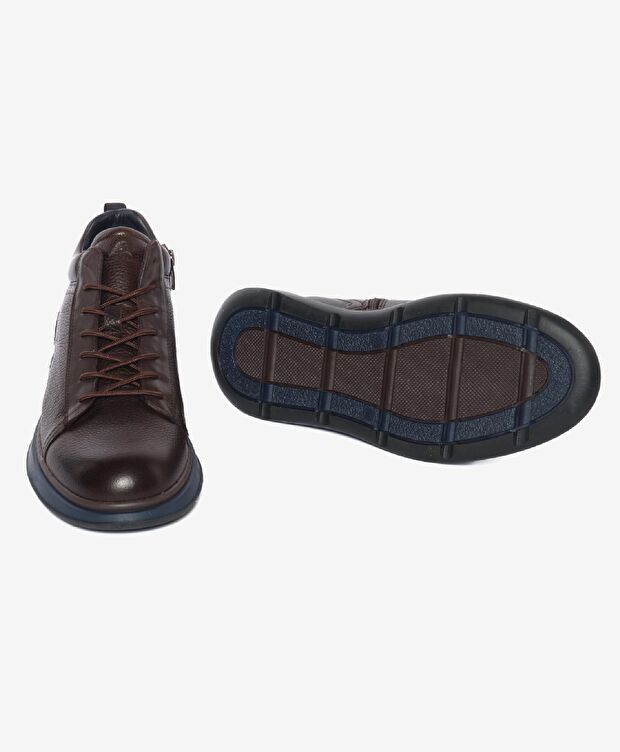 Erkek Kahverengi Hakiki Deri Sneaker Bot - 6