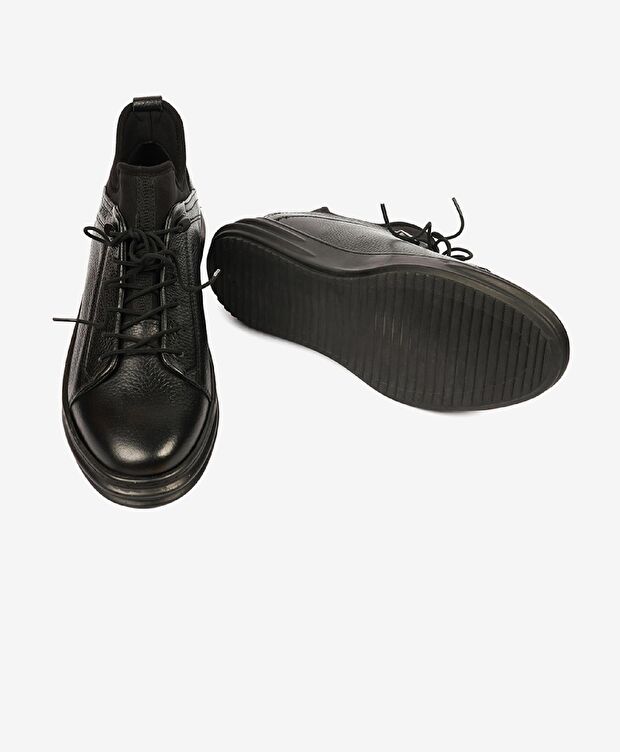 Erkek Siyah Hakiki Deri Casual Ayakkabı - 5