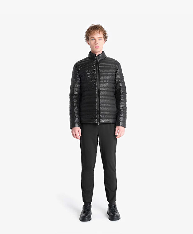 Erkek Parlak Siyah Suya Dayanıklı Kaz Tüyü Mont - 2