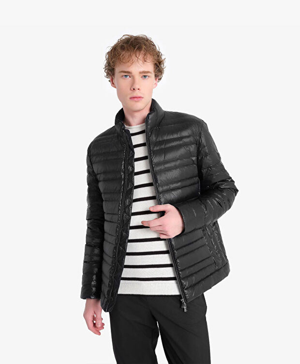 Erkek Parlak Siyah Suya Dayanıklı Kaz Tüyü Mont - 3