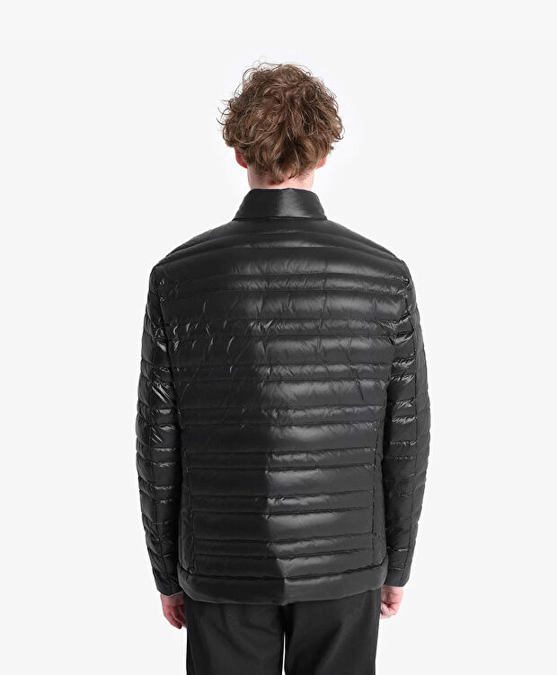 Erkek Parlak Siyah Suya Dayanıklı Kaz Tüyü Mont - 5