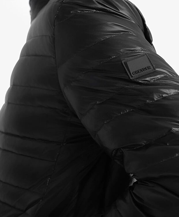 Erkek Parlak Siyah Suya Dayanıklı Kaz Tüyü Mont - 7