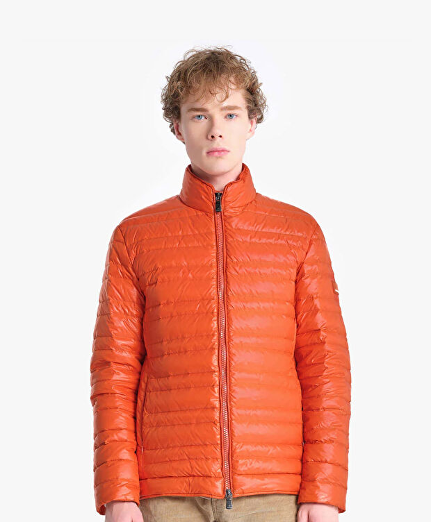 Erkek Parlak Nar Çiçeği Suya Dayanıklı Kaz Tüyü Mont - 1