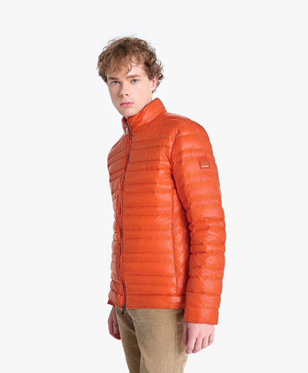 Erkek Parlak Nar Çiçeği Suya Dayanıklı Kaz Tüyü Mont - 5