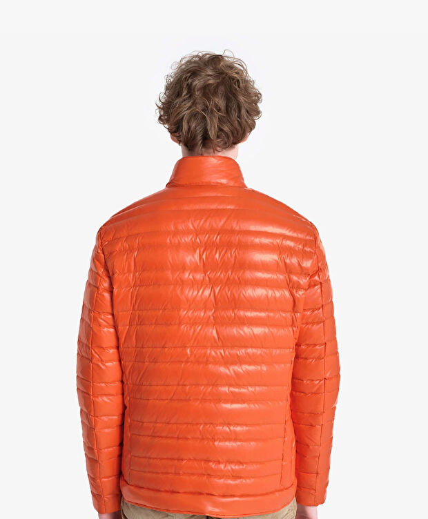 Erkek Parlak Nar Çiçeği Suya Dayanıklı Kaz Tüyü Mont - 6