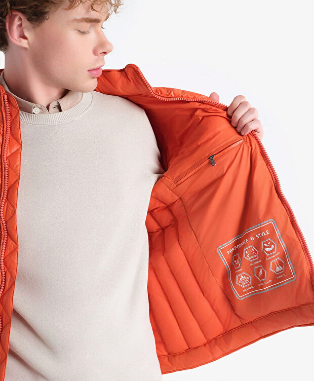 Erkek Parlak Nar Çiçeği Suya Dayanıklı Kaz Tüyü Mont - 7