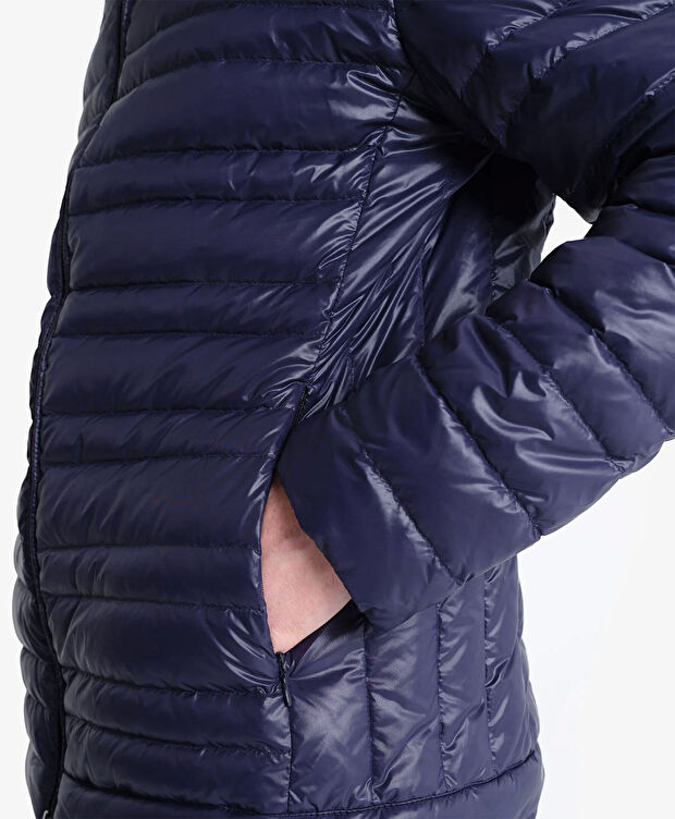 Erkek Parlak İndigo Suya Dayanıklı Kaz Tüyü Mont - 6