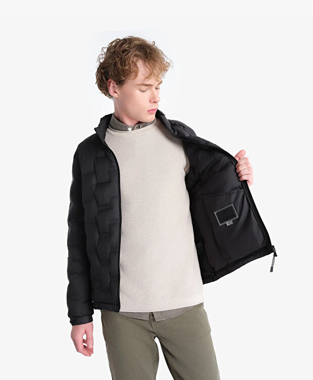 Erkek Siyah Suya Dayanıklı Kaz Tüyü Mont - 6