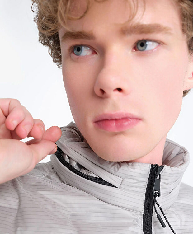 Erkek Açık Gri Suya Dayanıklı Kaz Tüyü Mont - 6