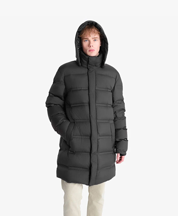 Erkek Siyah Suya Dayanıklı Kaz Tüyü Mont - 1