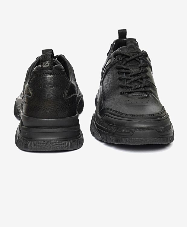 Erkek Siyah Hakiki Deri Sneaker Ayakkabı - 6