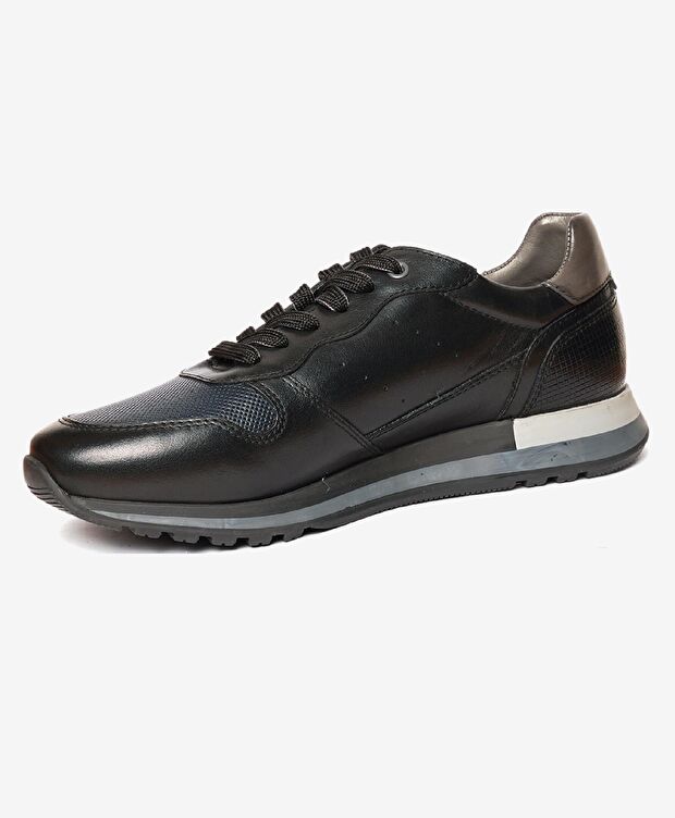 Erkek Siyah Hakiki Deri Sneaker Ayakkabı - 2
