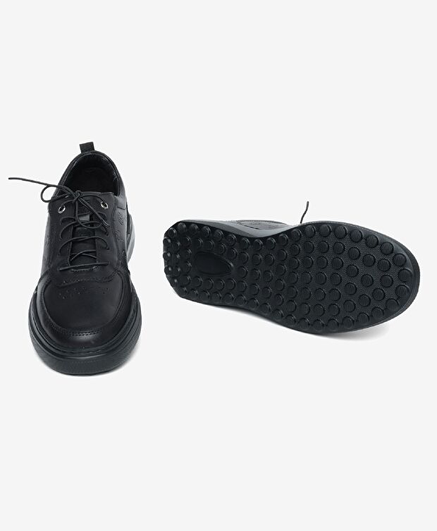 Erkek Siyah Hakiki Deri Sneaker Ayakkabı - 8