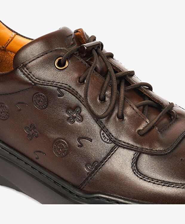 Erkek Kahverengi Hakiki Deri Sneaker Ayakkabı - 5