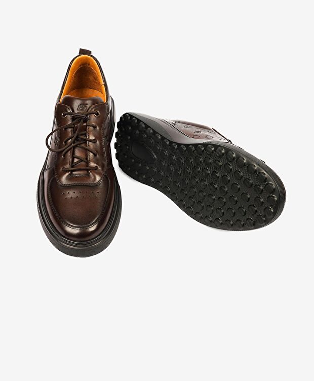 Erkek Kahverengi Hakiki Deri Sneaker Ayakkabı - 6