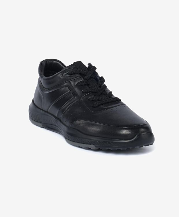 Erkek Siyah Hakiki Deri Sneaker Ayakkabı - 2