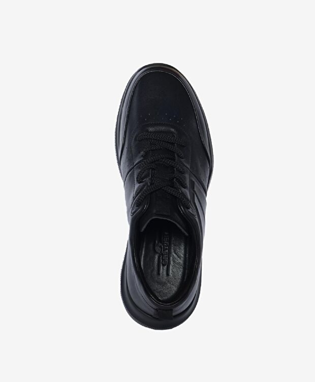 Erkek Siyah Hakiki Deri Sneaker Ayakkabı - 4