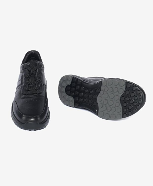 Erkek Siyah Hakiki Deri Sneaker Ayakkabı - 6