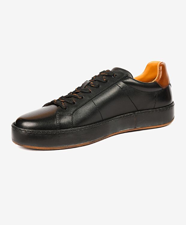 Erkek Siyah Hakiki Deri Sneaker Ayakkabı - 2