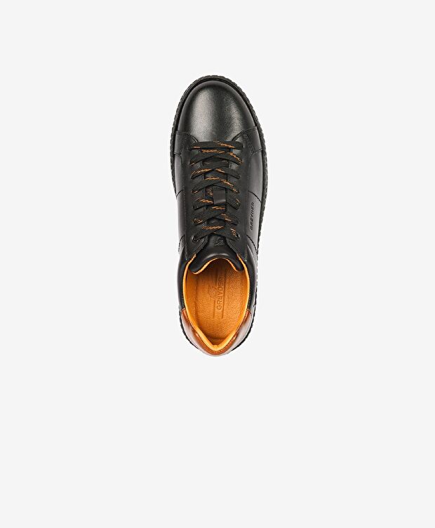 Erkek Siyah Hakiki Deri Sneaker Ayakkabı - 3