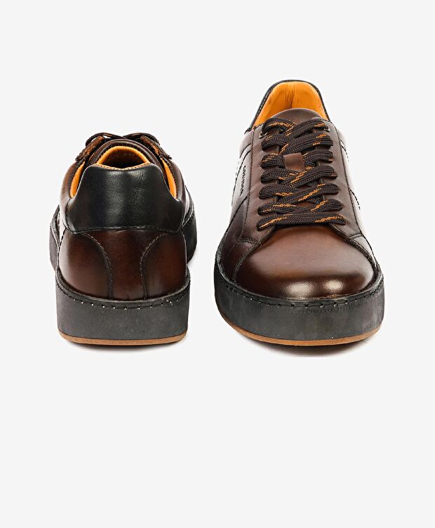 Erkek Kahverengi Hakiki Deri Sneaker Ayakkabı - 6