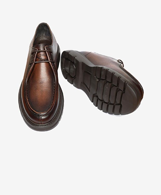 Erkek Kahverengi Hakiki Deri Klasik Ayakkabı - 5