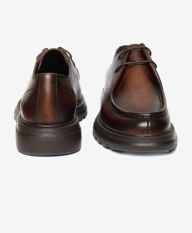 Erkek Kahverengi Hakiki Deri Klasik Ayakkabı - 6