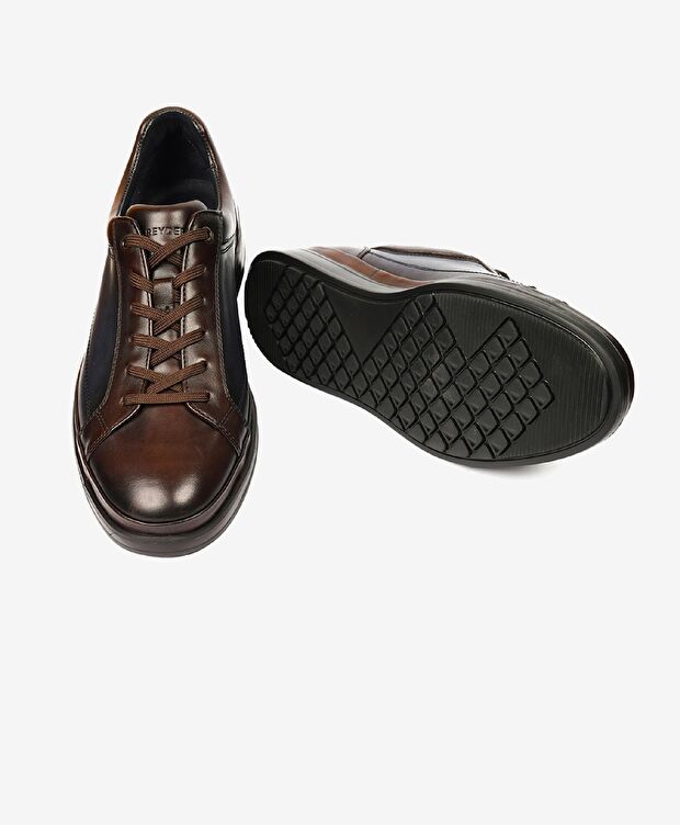 Erkek Kahverengi Lacivert Hakiki Deri Casual Ayakkabı - 6