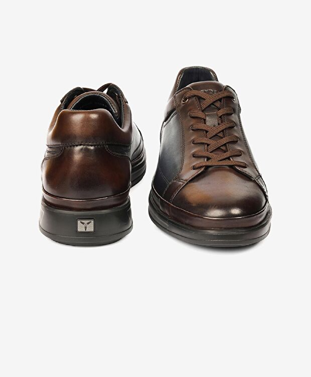 Erkek Kahverengi Lacivert Hakiki Deri Casual Ayakkabı - 7