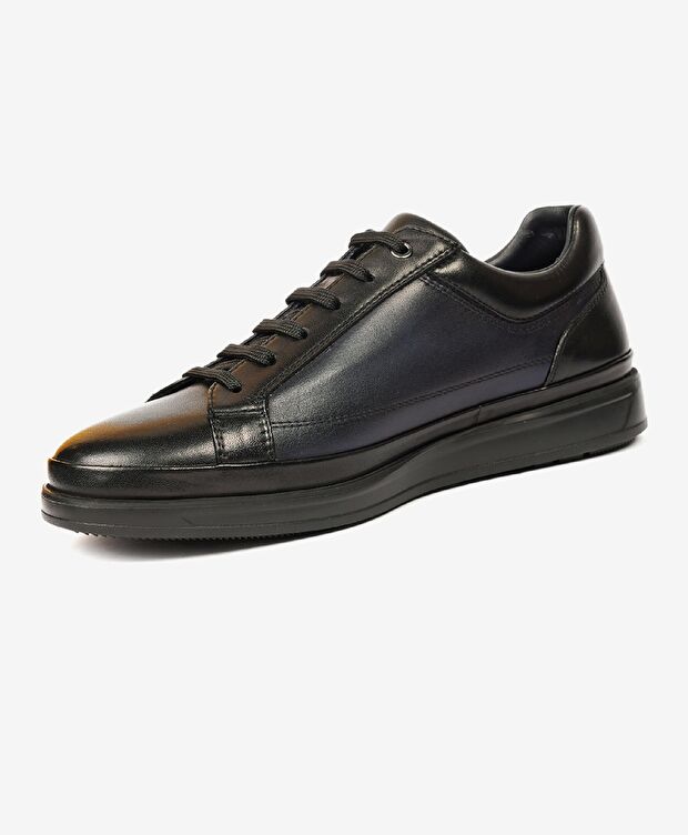 Erkek Siyah Lacivert Hakiki Deri Casual Ayakkabı - 3