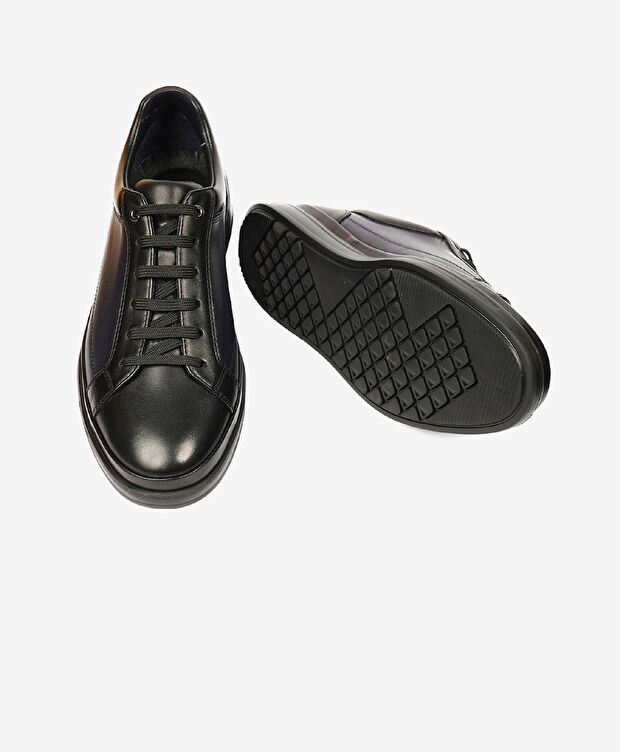 Erkek Siyah Lacivert Hakiki Deri Casual Ayakkabı - 6