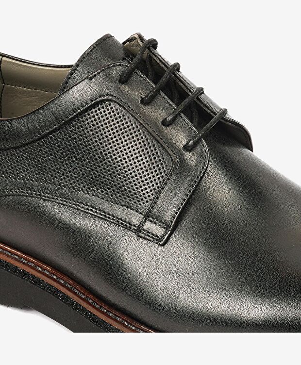 Erkek Siyah Hakiki Deri Klasik Ayakkabı - 5