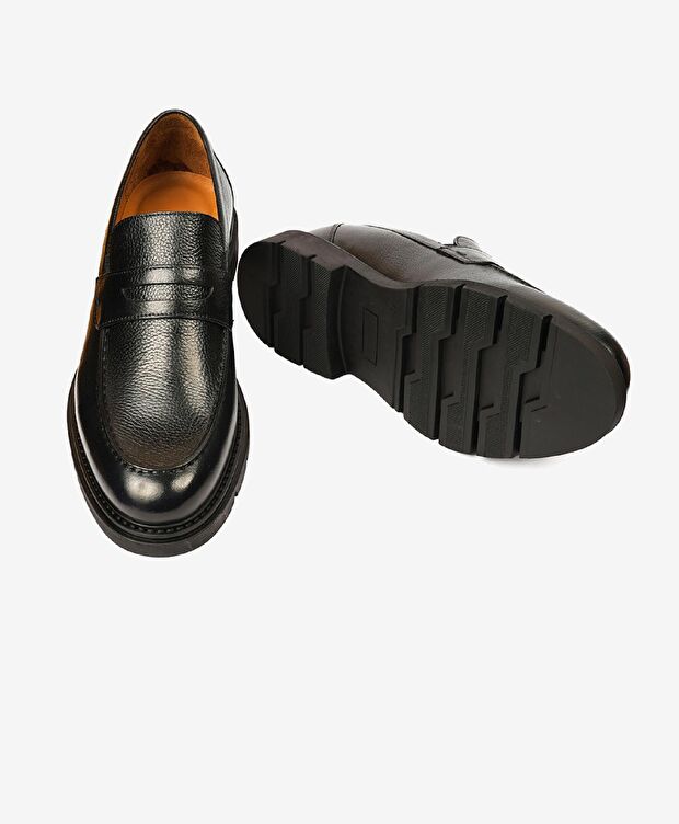 Erkek Siyah Hakiki Deri Casual Ayakkabı - 5