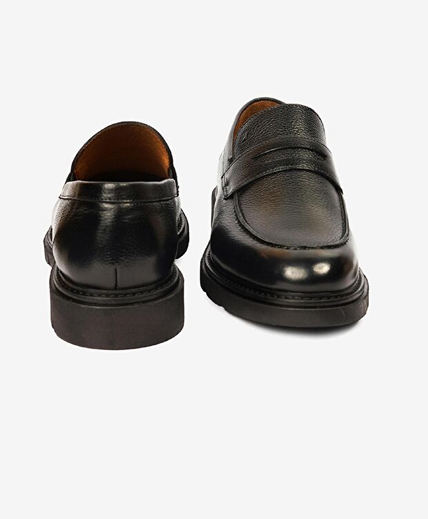 Erkek Siyah Hakiki Deri Casual Ayakkabı - 6