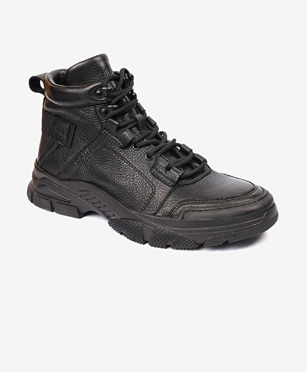 Erkek Siyah Hakiki Deri Casual Bot - 2