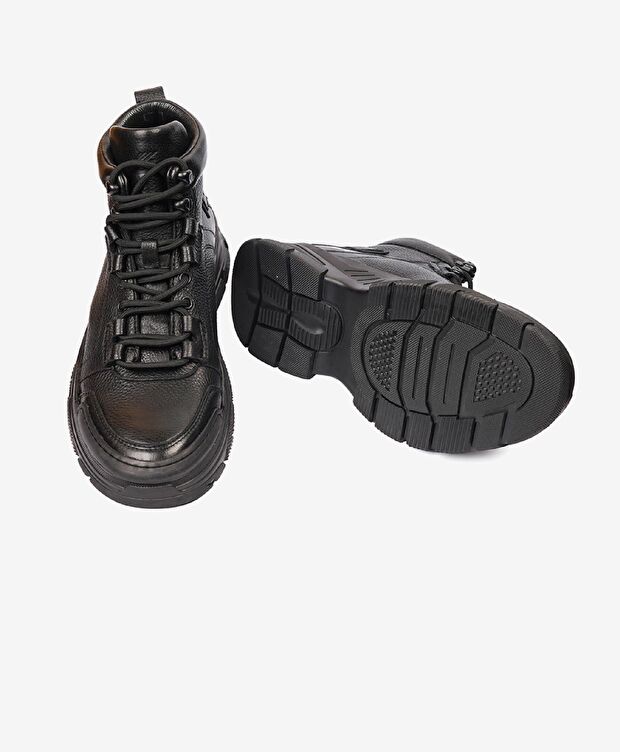 Erkek Siyah Hakiki Deri Casual Bot - 6