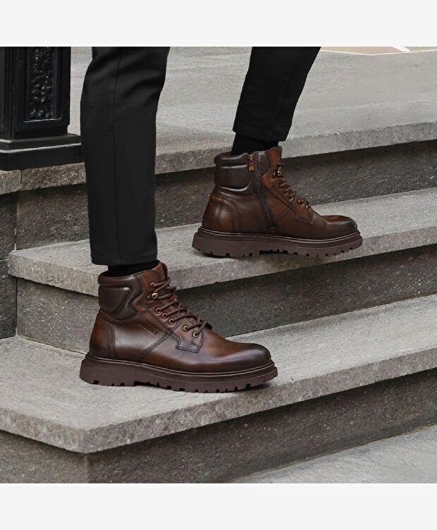 Erkek Kahverengi Hakiki Deri Günlük Bot - 6